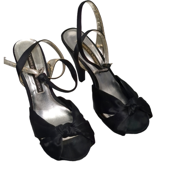 CHINESE Laundry Black Platform Black Satin Open Toe Shoes Size 8 - Picture 8 of 11